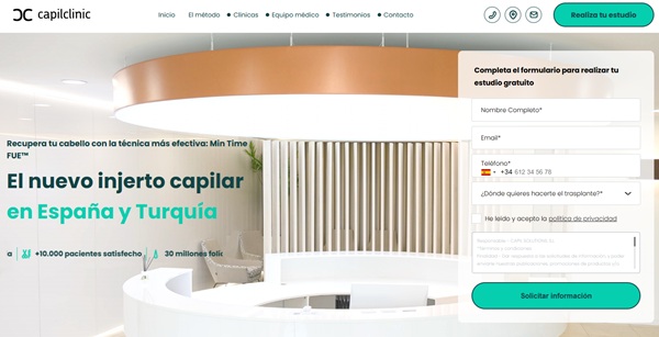 Imagen de la web de Capilclinic
